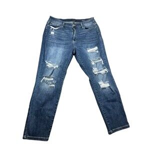 Judy Blue Boyfriend Fit‎ Jeans Woman’s 15/32 Distressed Stretch Denim Blue